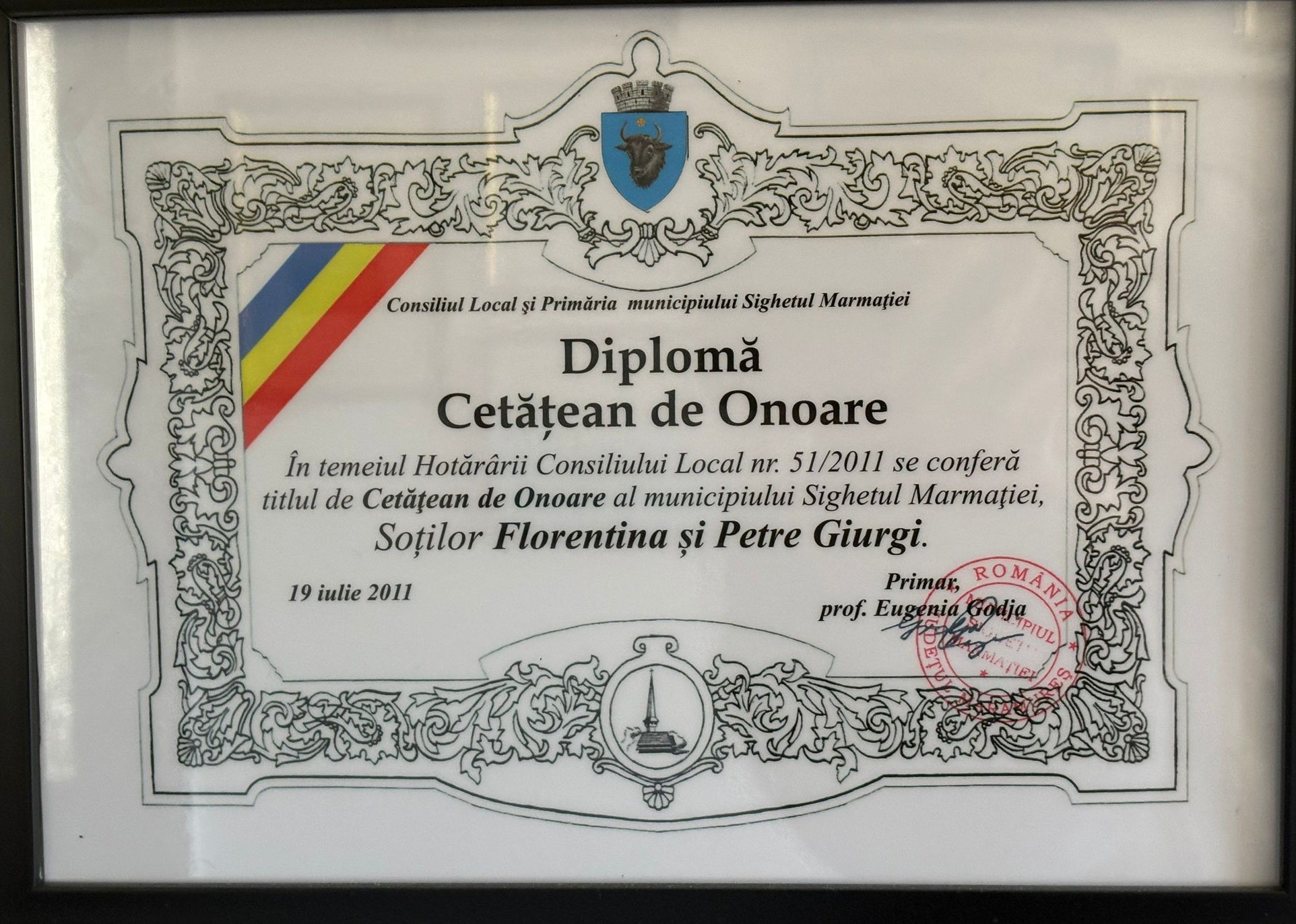 Diplomă Florentina și Petre Giurgi