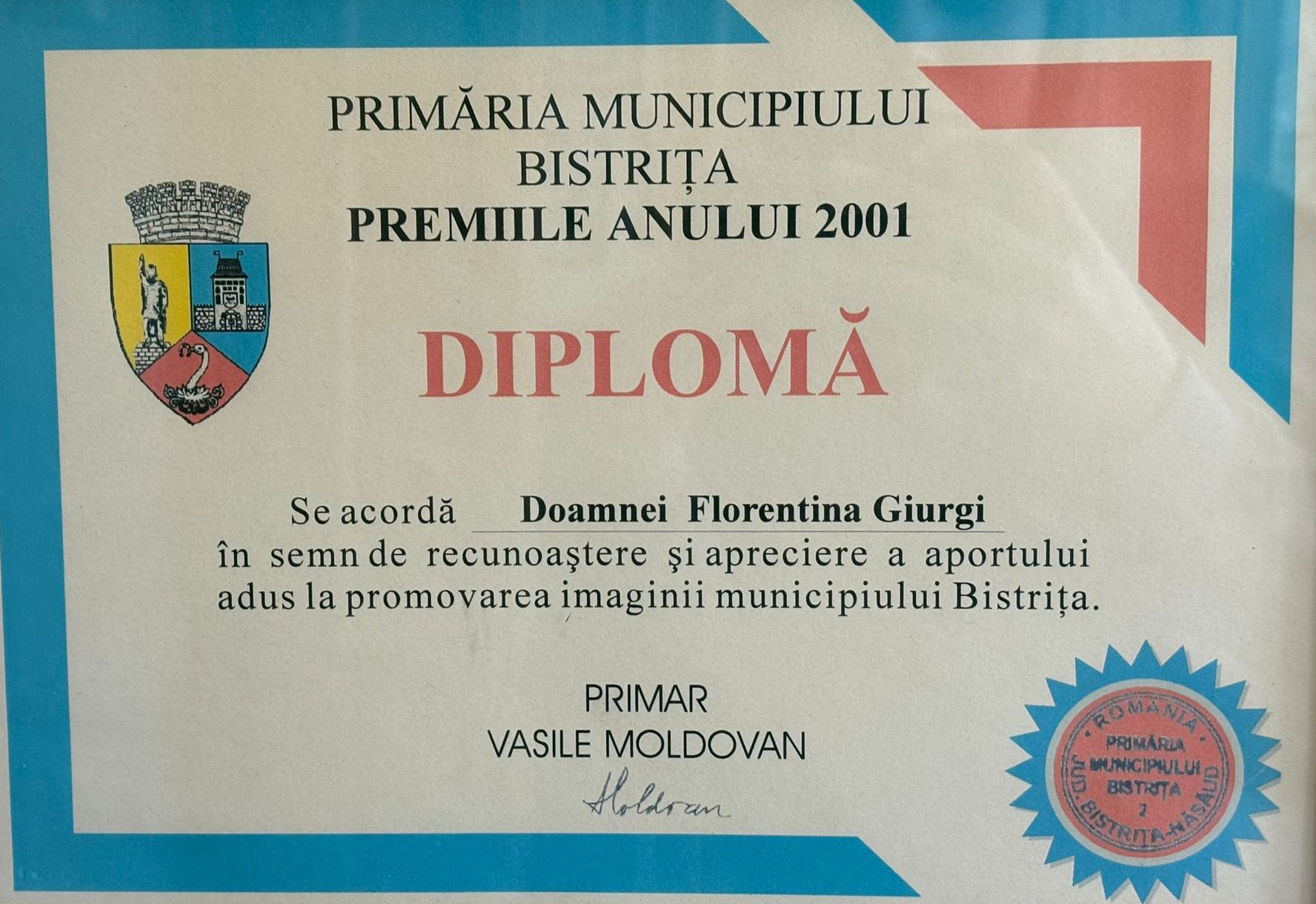 Diplomă Florentina și Petre Giurgi