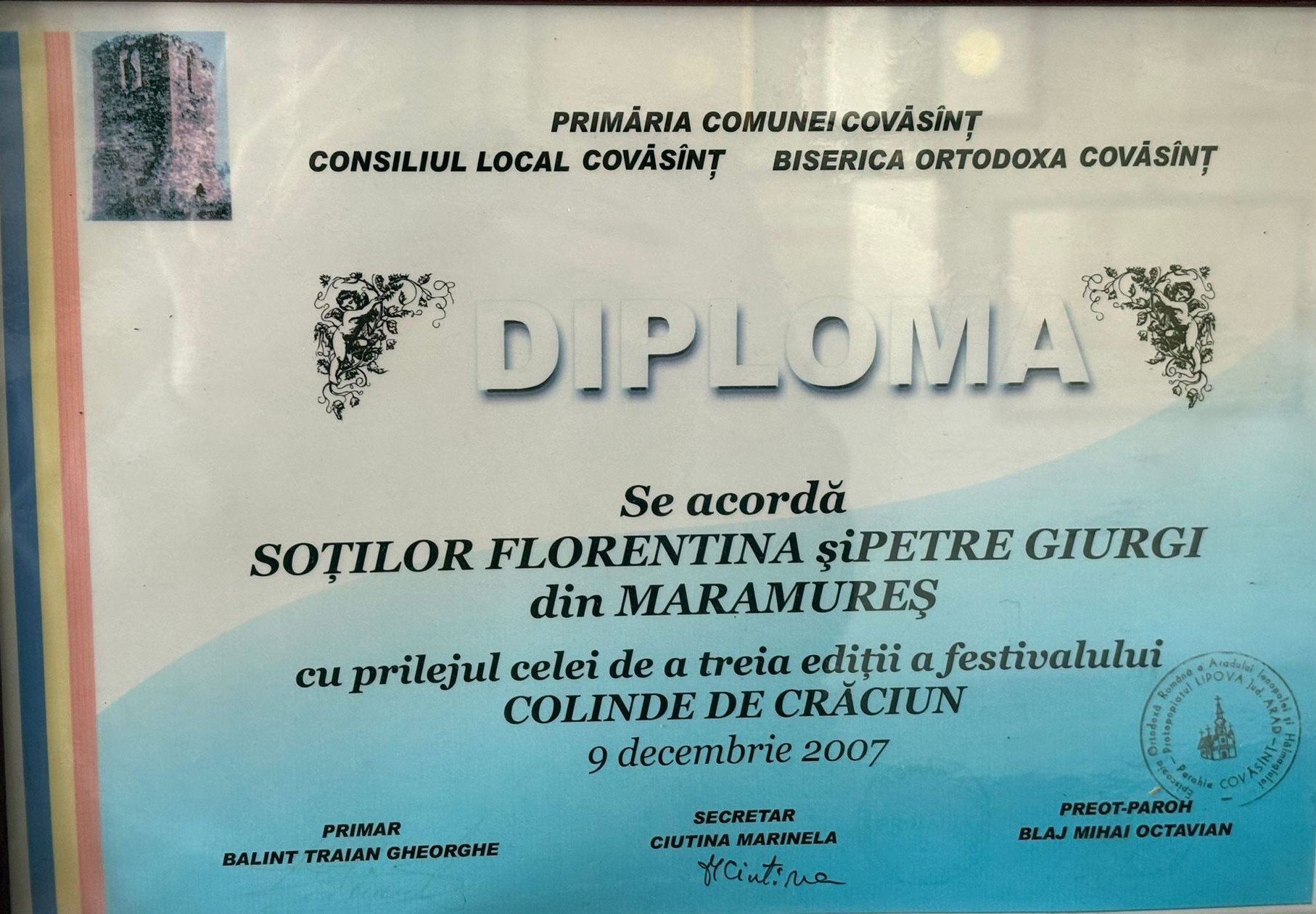 Diplomă Florentina și Petre Giurgi